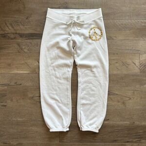 Y2K Victoria's Secret PINK White Rhinestone Peace Sign Jogger Sweatpants XS